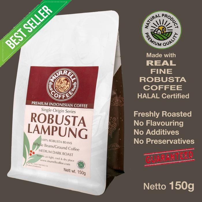 

TNKSYU" - DISKON ROBUSTA LAMPUNG kopi fine robusta premium biji bubuk MURRELL COFFEE - Medium Dark, BIJI