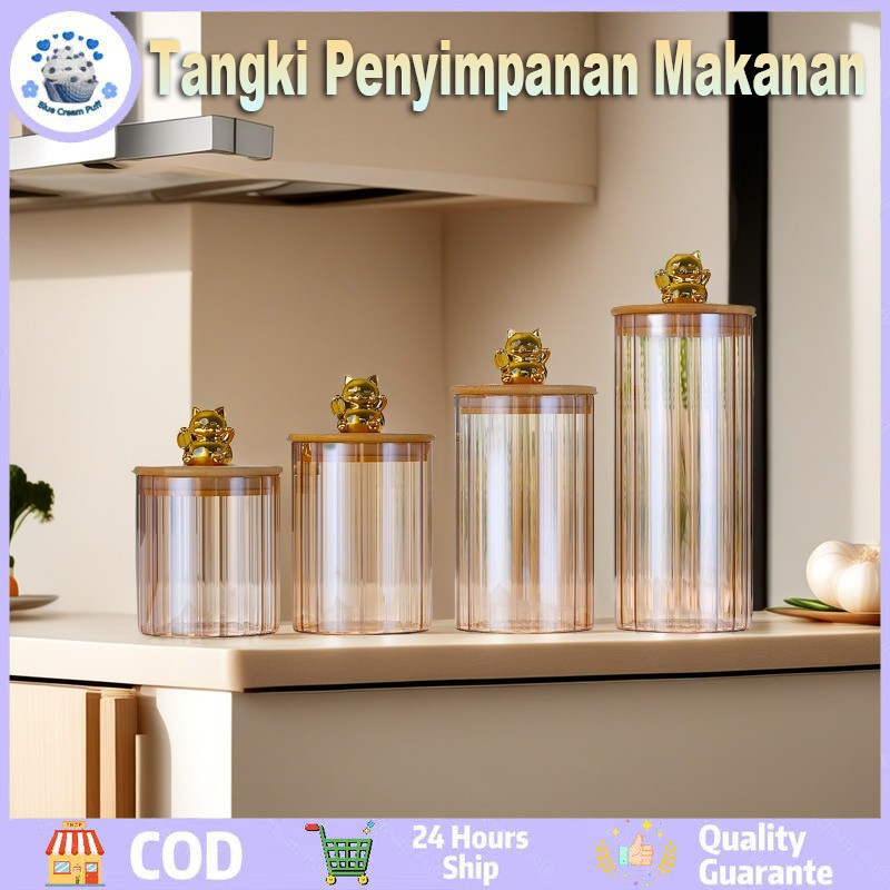 Kucing Toples Lebaran Set Gold Set 4 Pcs Toples Makanan Serbaguna Toples Kaca Set Mewah Toples Kue K