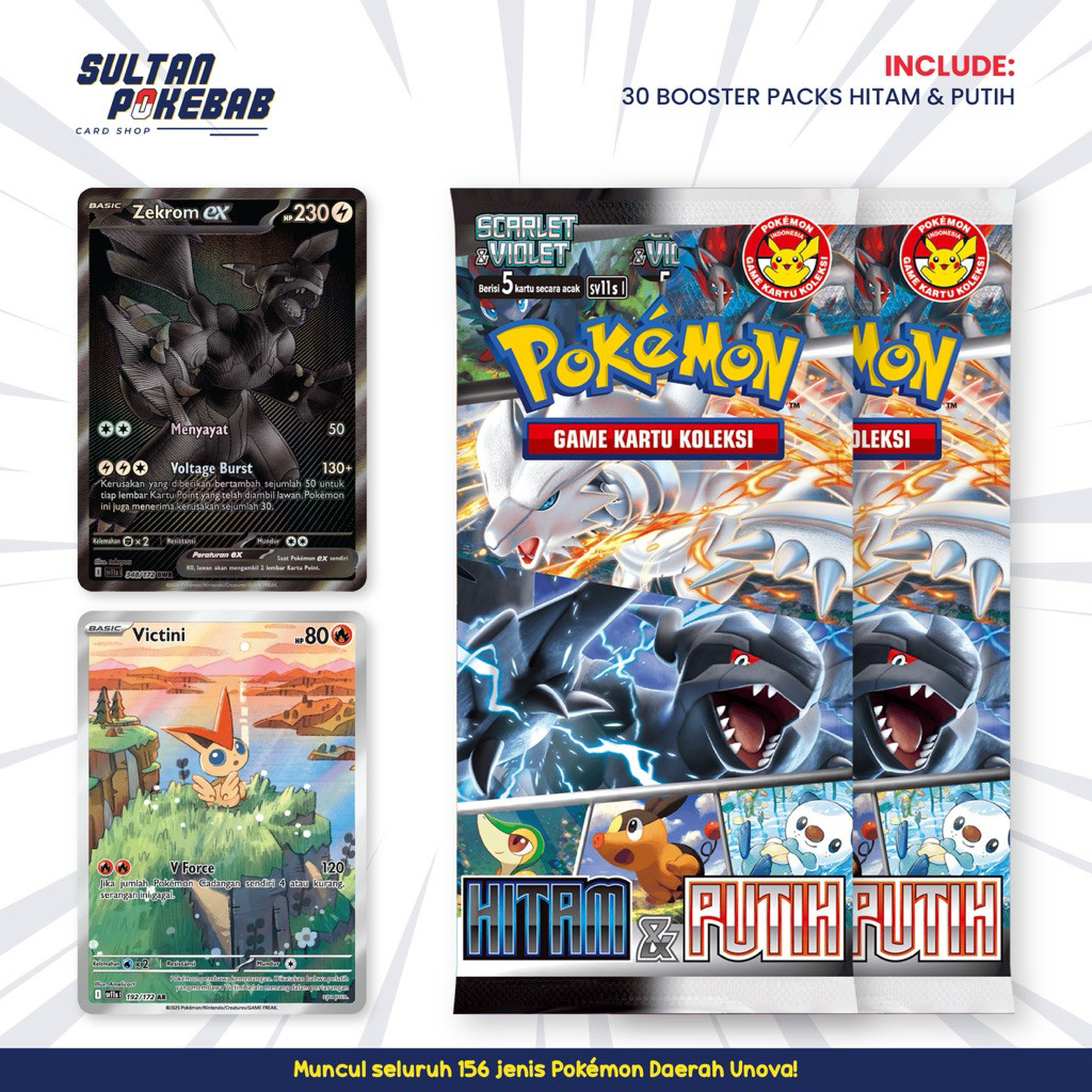 SV11S BOOSTER BOX HITAM & PUTIH POKEMON OFFICIAL INDONESIA | BLACK DAN WHITE TRADING CARD GAME