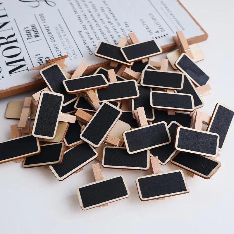 

10pcs display price tag Mini wooden small blackboard clip mini photo clip small blackboard insert sign Sticky note clip