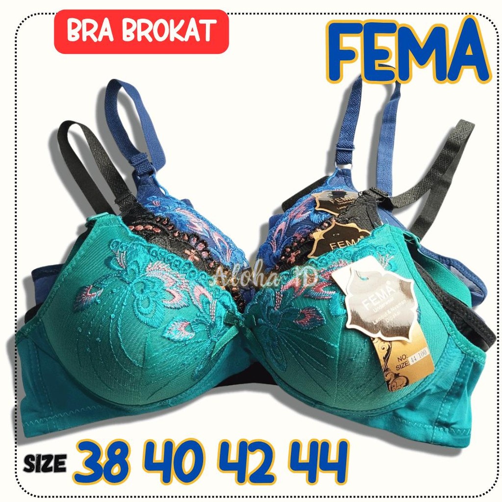 BH WANITA BROKAT RENDA TANPA KAWAT BUSA TIPIS UKURAN 38 40 42 44 FEMA