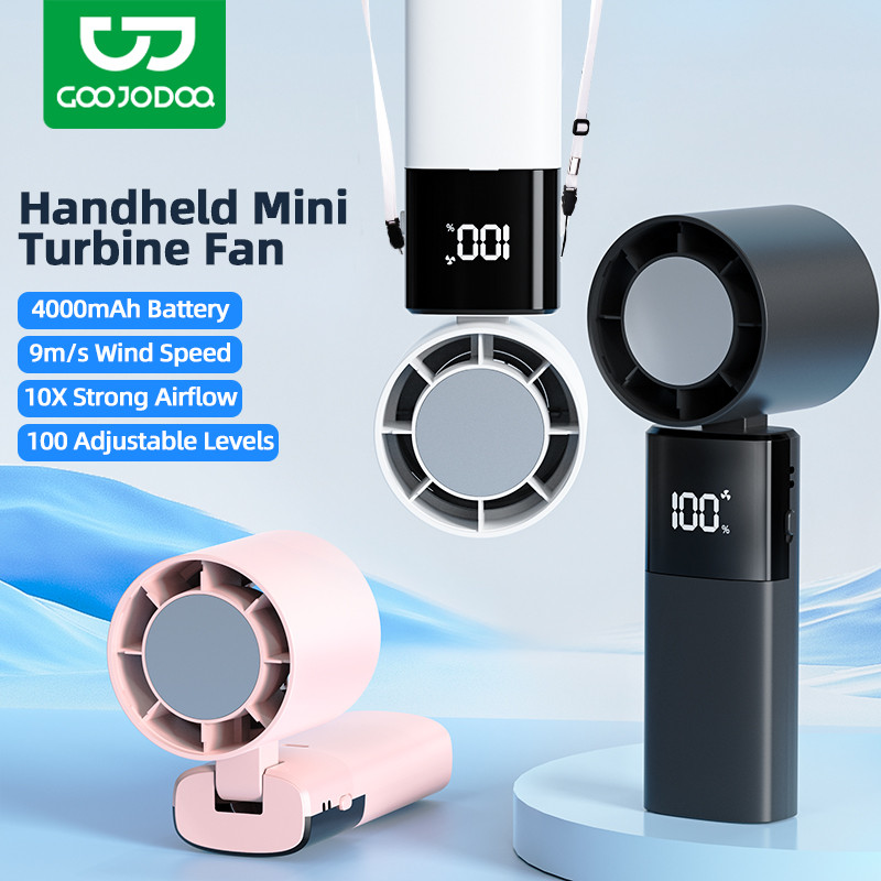 

GOOJODOQ 4000mAh Turbo High Speed Mini kipas Bisa Dilipat Mini Fan Rechargeable Handheld Portable Strong Wind 100 Gear Kipas Angin pendinginan Cepat