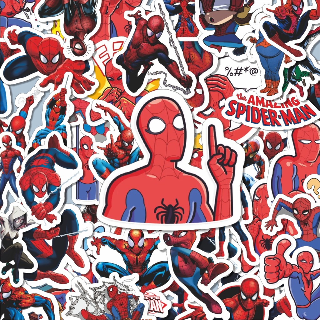 

100PCS Lucu Stiker Marvel Series Spiderman Character Mix Stiker Aesthetic Stiker Anti Air Stikers Berperekat Waterproof sticker decal buat Motor Helm Buku Journal Koper Casing HP Laptop Botol Minum Hadiah anak
