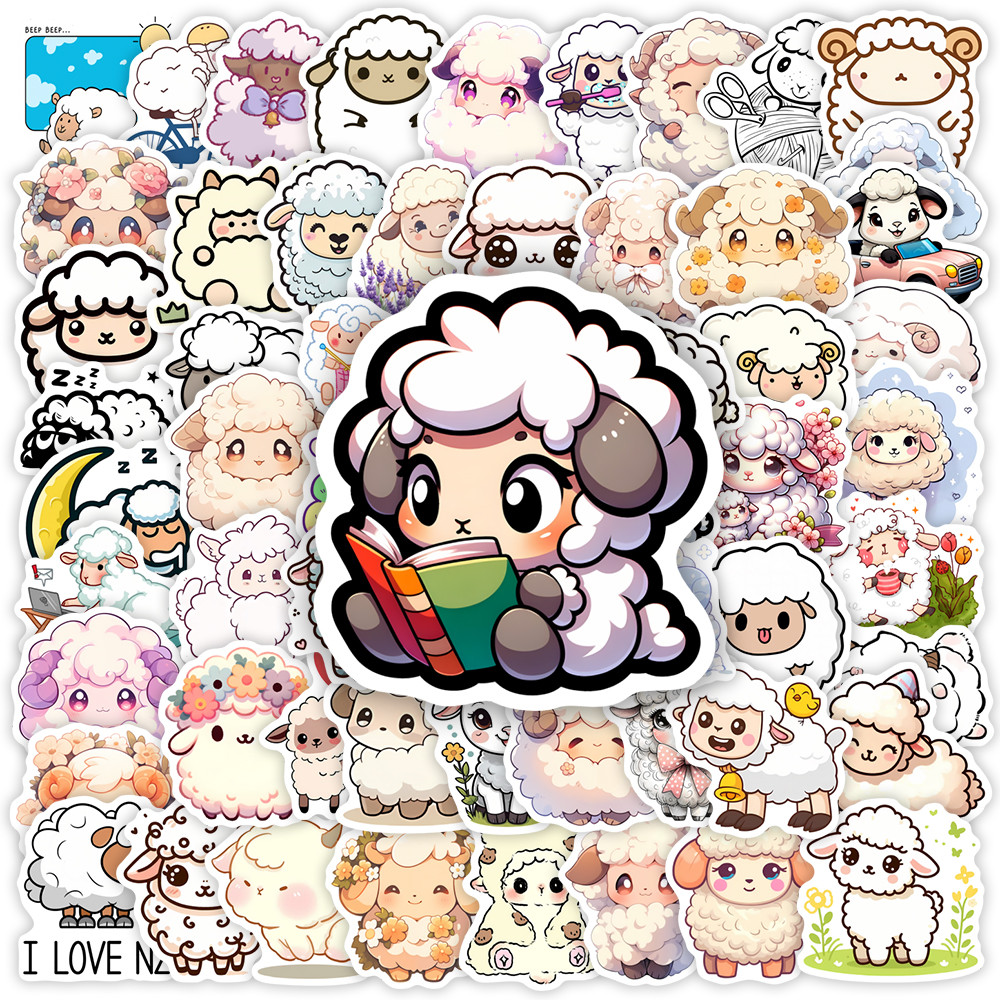

Sheep Stickers Collection Cute Cartoon Kids DIY Toys Gift Decorative for Scrapbook Junk Journals Laptop Phone Luggage Waterproof