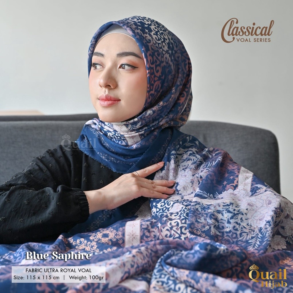 Classical Voal Series Original Quail Hijab Wanita Segi Empat Quail Hijab Shop