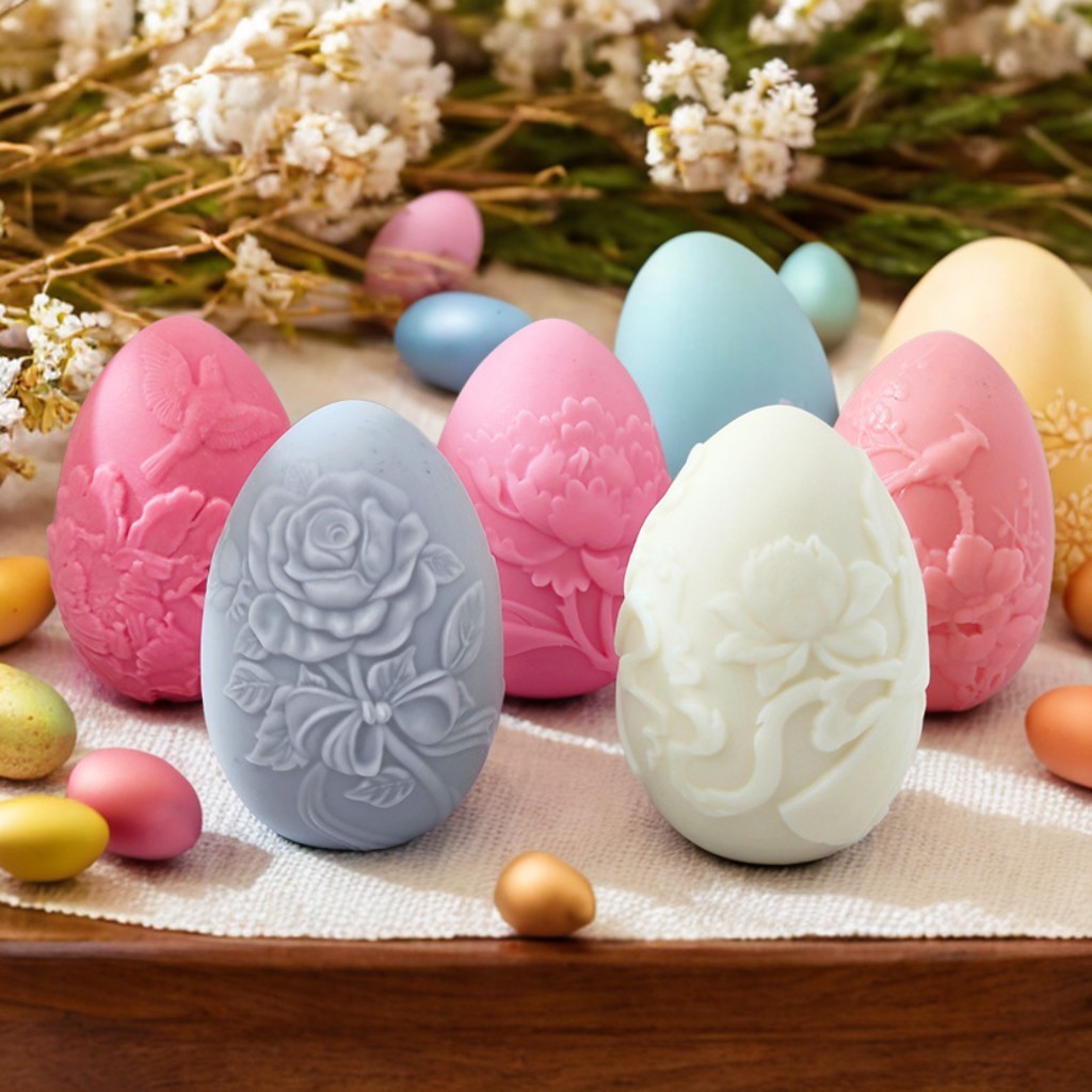 

Easter Candle Silicone Mold DIY Peony Egg Aromatherapy Candle Dropping Plaster Mold