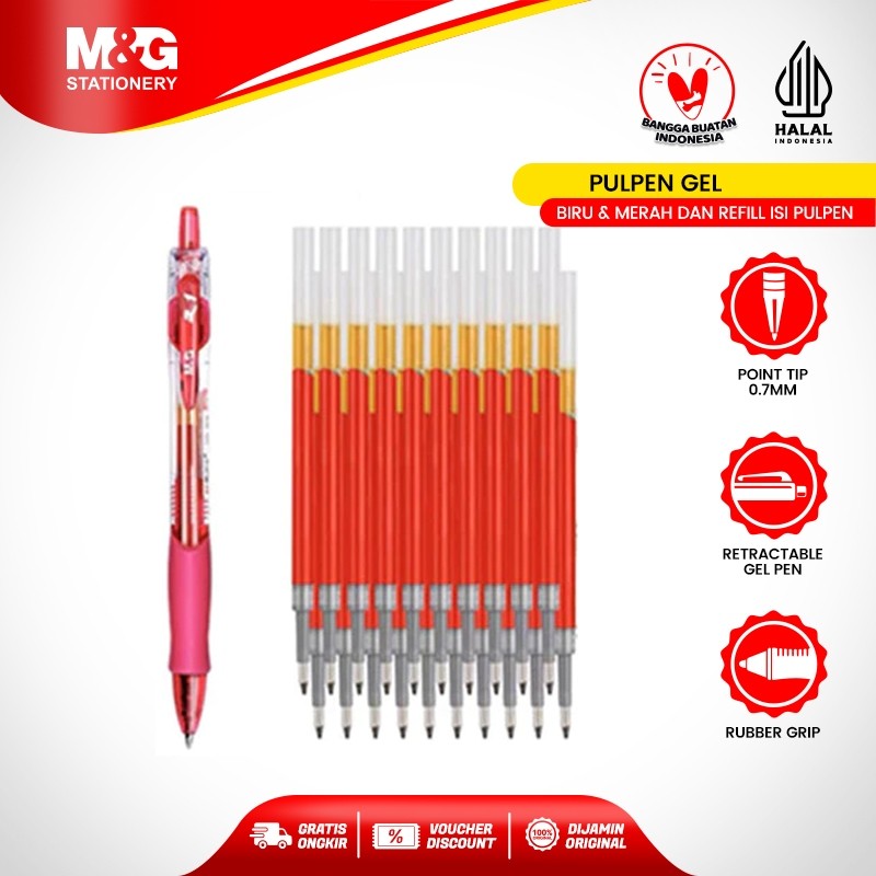 

M&G Pulpen Gel Retractable Gel Pen BIRU & RED DAN Refill Isi Pulpen Gel Rectracble Tip 0.7mm G-7i