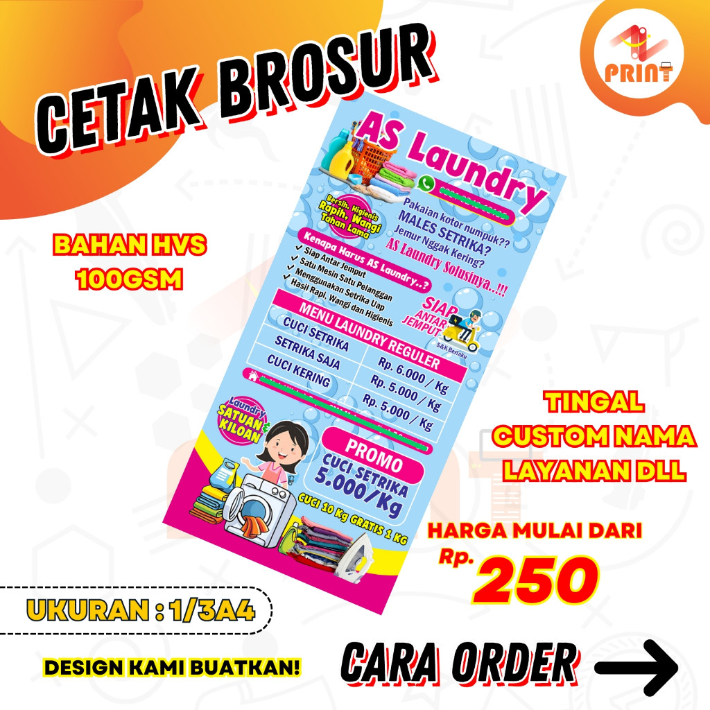 

CETAK BROSUR LAUNDRY UKURAN 1/3A4 TINGGAL CUSTOM