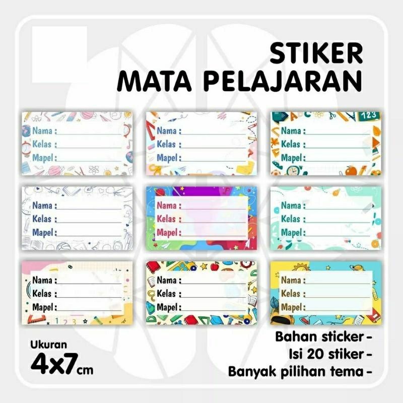 

STIKER NAMA UNTUK BUKU SEKOLAH MATA PELAJARAN KELAS