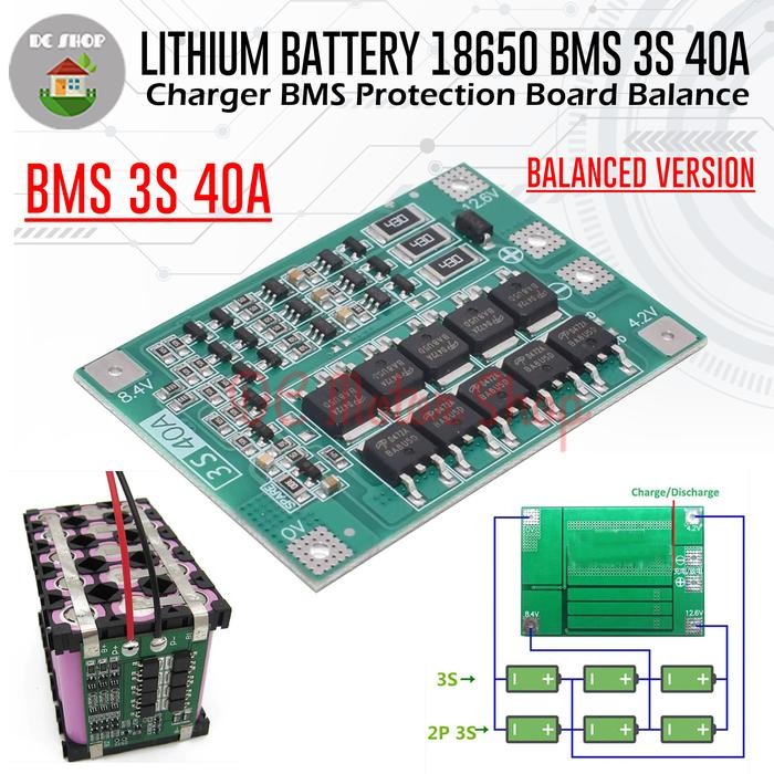 Lithium Battery 18650 BMS 3S 40A Charger BMS Protection Board Balance - Lithium Battery 18650 BMS 3S