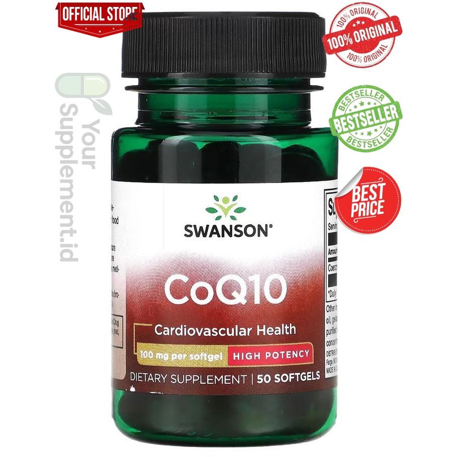 Coenzyme Q10 Swanson CoQ10 High Potency 100 mg 50 Softgels Cardiovascular Health USA