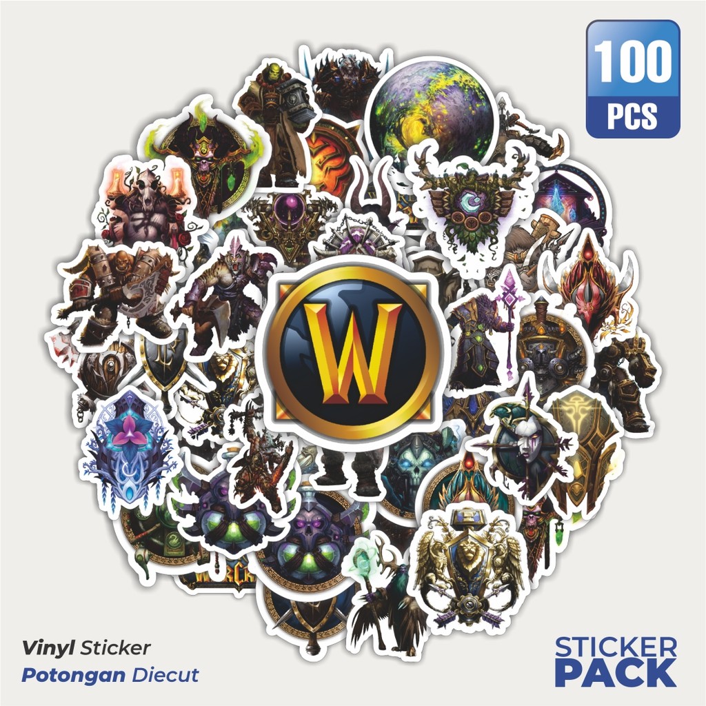 

100 PCS STIKER Video Game Series World Of Warcraft Waterproof Aesthetic- Untuk Laptop, Motor, dan Helm - Paper Stationery Pack
