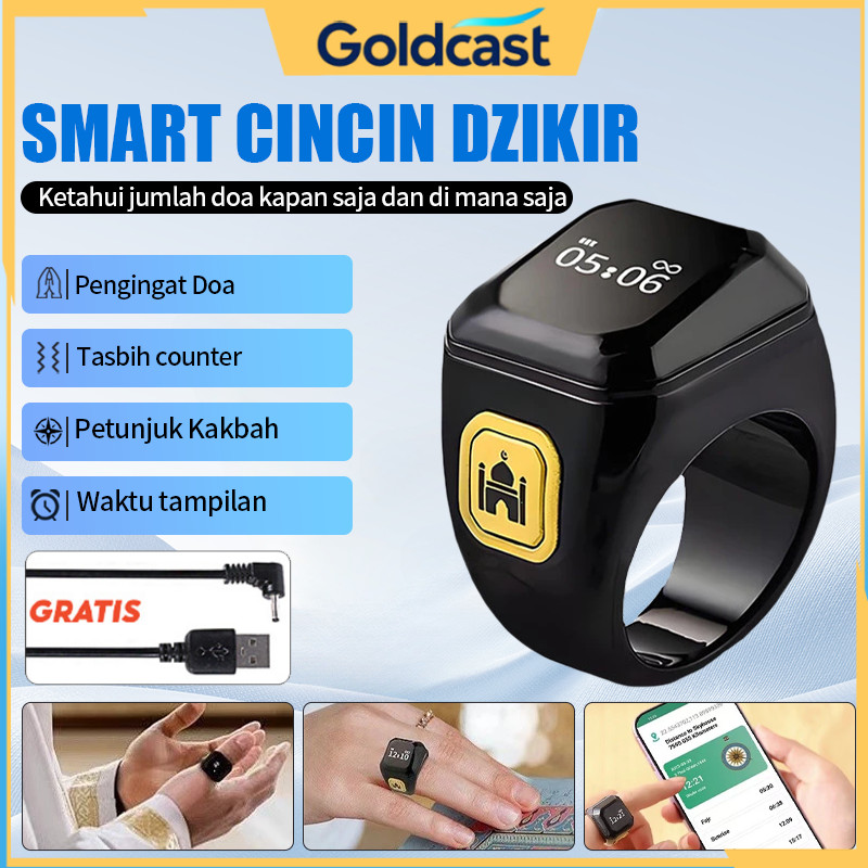 Cincin pintar sholat Muslim, cincin hitung bluetooth multifungsi, tahan air, dapat dihubungkan ke po
