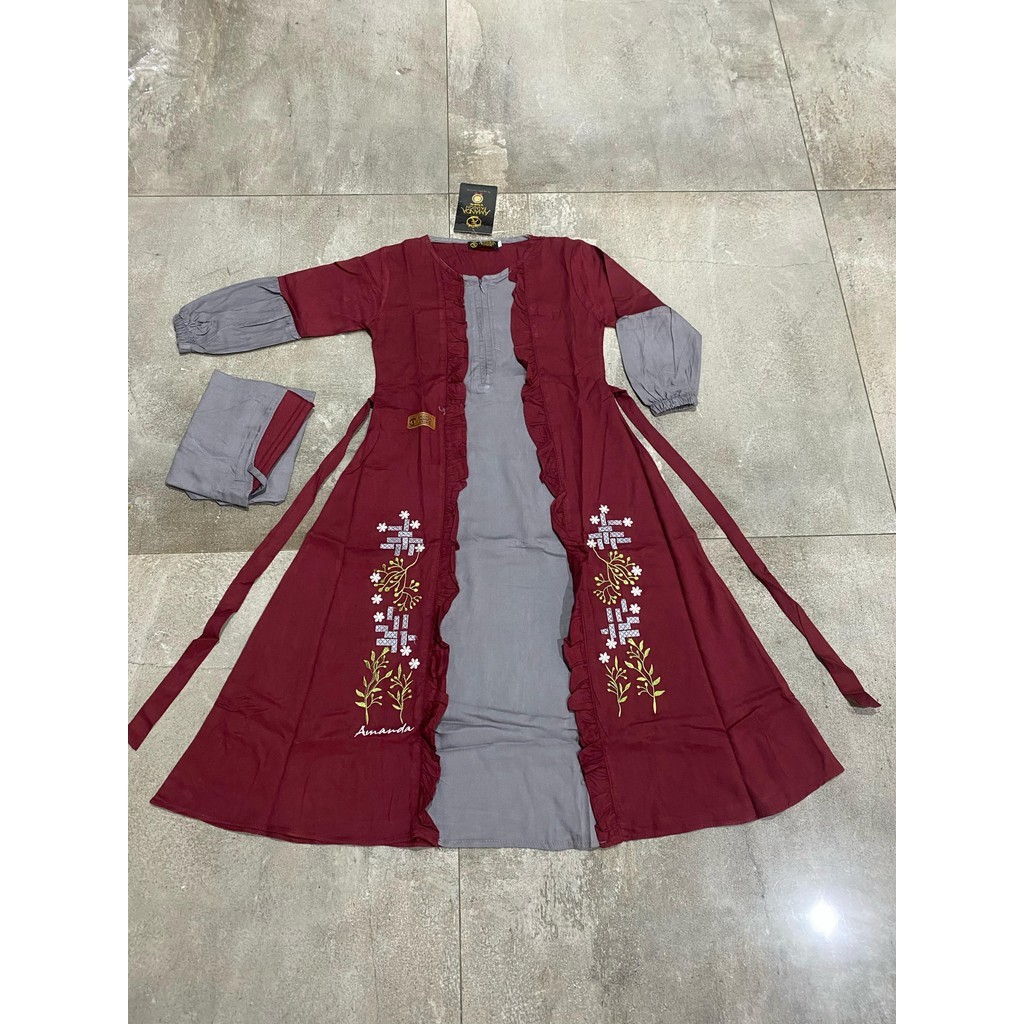 Gamis Amanda Desi Kids Rayon Twill Premium Bordir