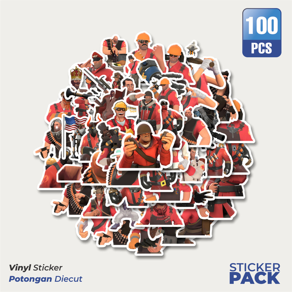 

100 PCS STIKER Stiker Game Series Team Fortres Character V7 Waterproof Aesthetic- Untuk Laptop, Motor, dan Helm - Paper Stationery Pack