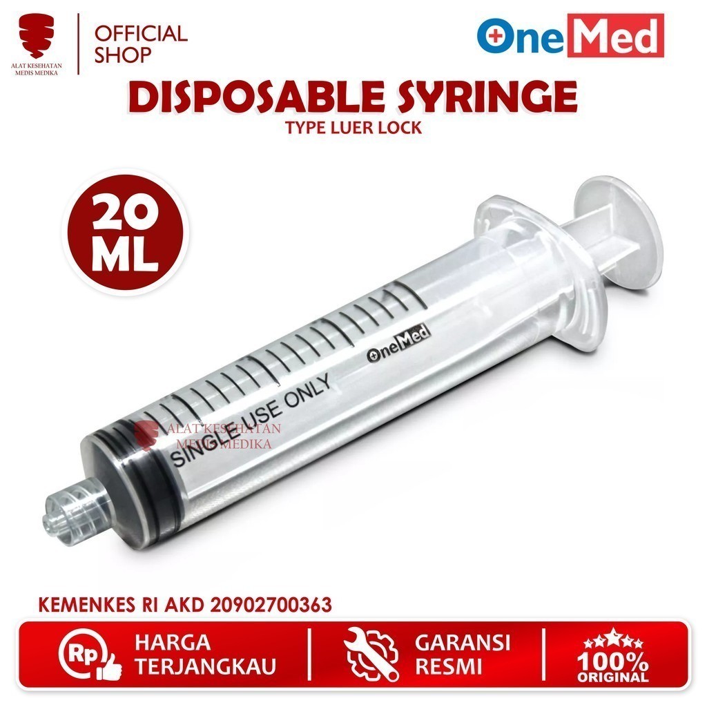 Onemed Syringe 50cc Luer Lock Spet Spuit Suntikan Lubang Tengah 50ml Medis