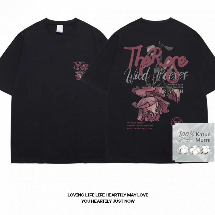 Desain mawar gaya Amerika retro lengan pendek t-shirt pria dan pasangan lesbian