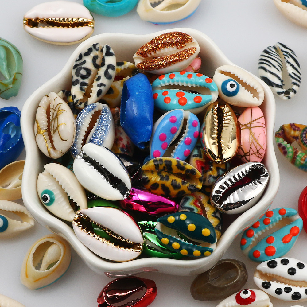 

Shell Beads 10pcs 10-20mm Colored Painted Loose Spacer Beads For Jewelry Making Handmade Diy Charm Necklace Bracelet Supplies