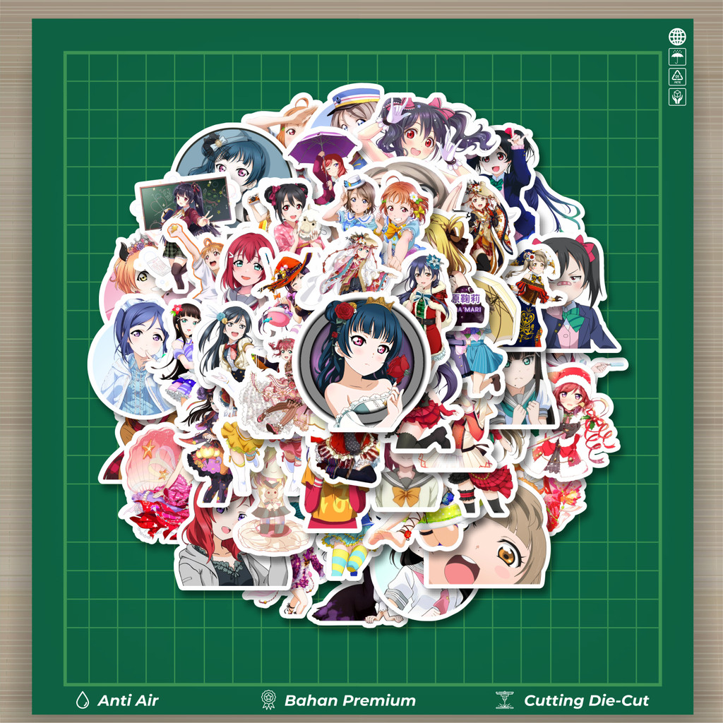 

HOT 50 PCS STIKER Stiker Anime Series Love Live Character Mix 10 Stiker Fashion Cars Decal Dingin Kartu Album Custom Vinyl Anti Air- Sticker Aesthetic Buku Journal Koper Casing HP Tablet Laptop Helm Motor Botol Minum