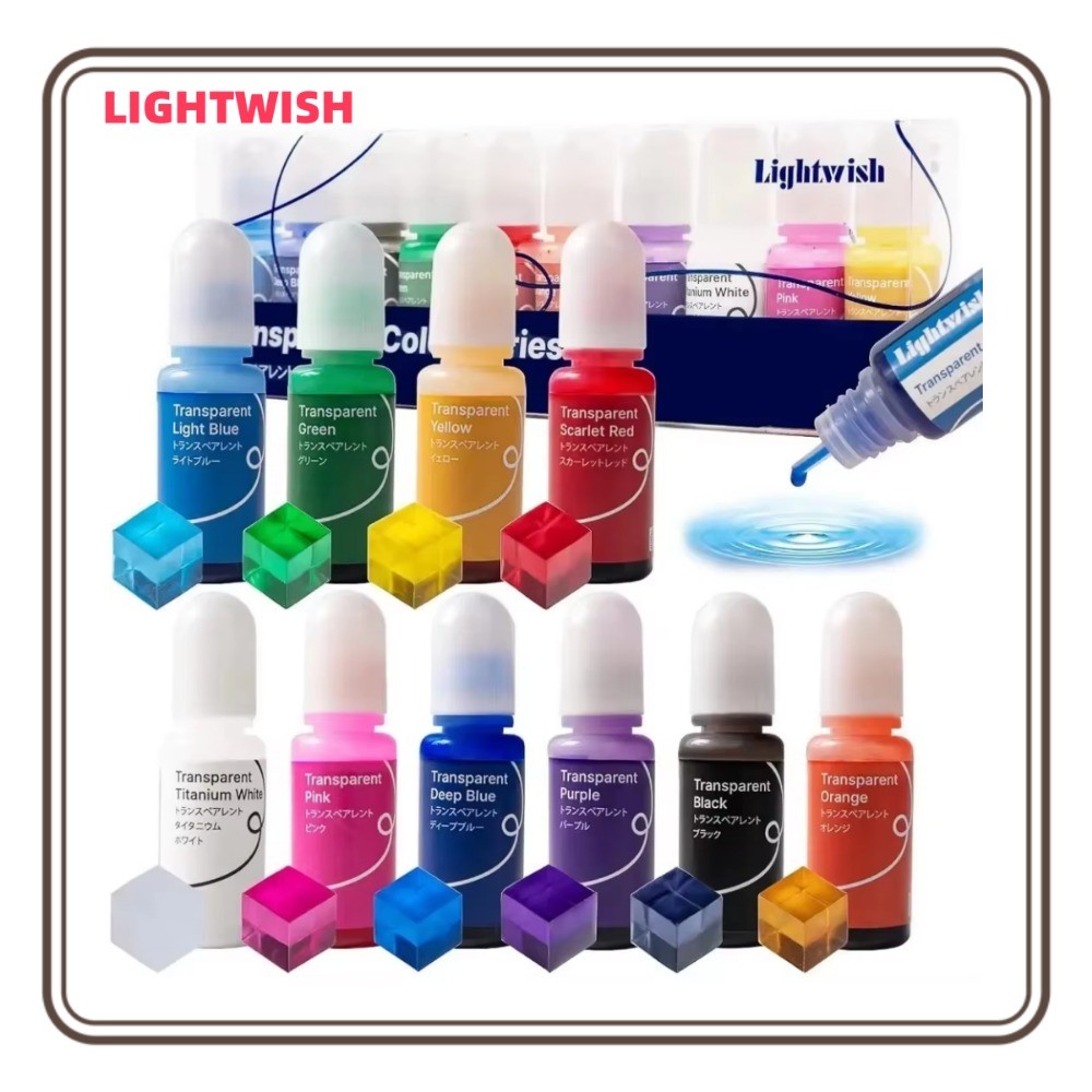 

LIGHTWISH UV Resin Pigment Epoxy Resin Pigment 5/10 Transparent Colors Non-Toxic Dye Liquid for UV Resin Coloring
