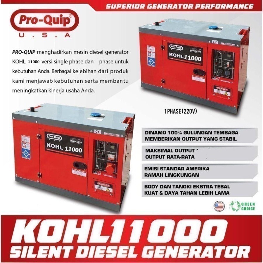 Genset Silent PROQUIP KOHL11000 7500Watt/ Power Generator Diesel Solar  7.5Kw PRO QUIP KOHL 11000 1 