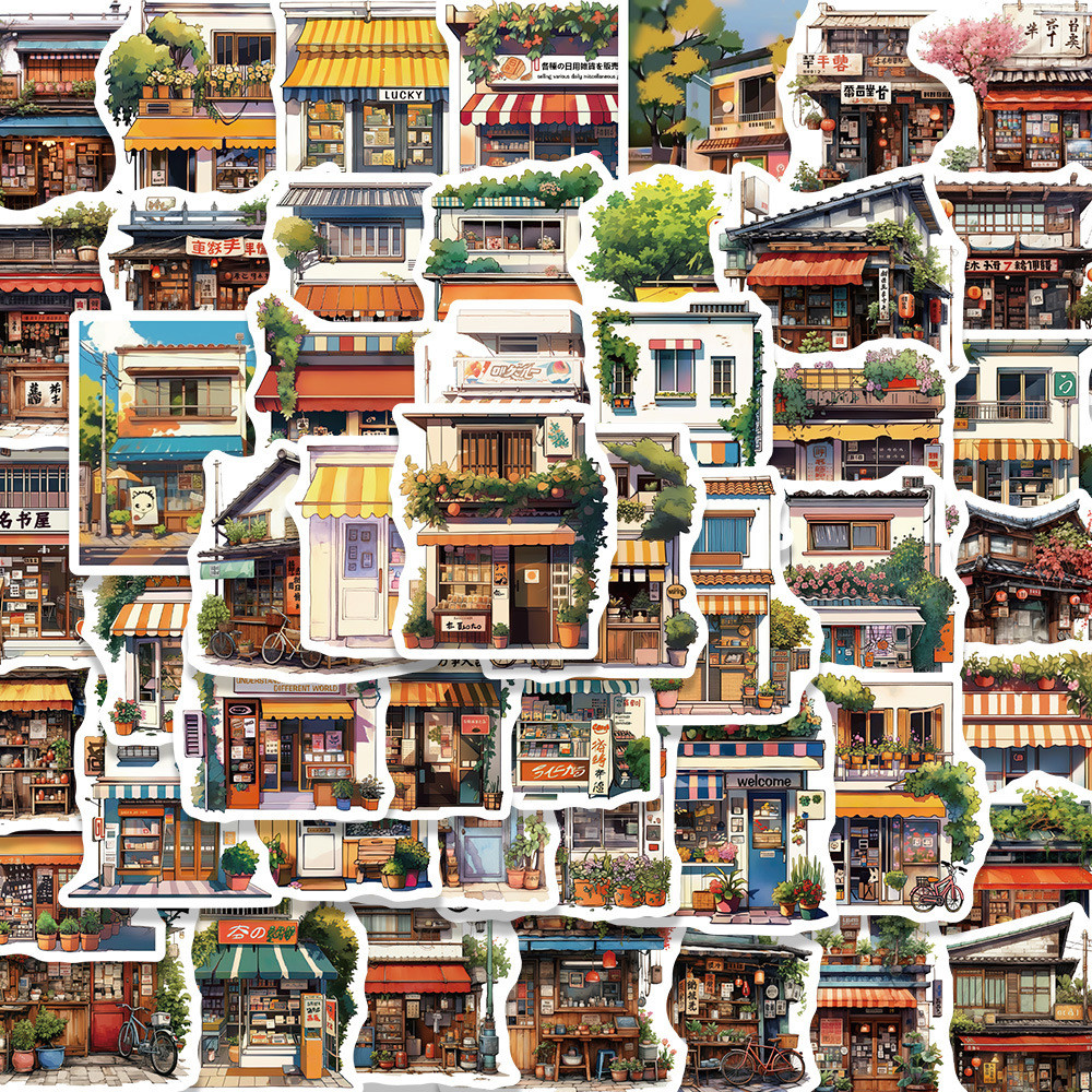 

10/30/55pcs Japan Style Retro Beautiful Convenience Store Aesthetic Stickers Skateboard Laptop Suitcase Decoration Sticker Toys