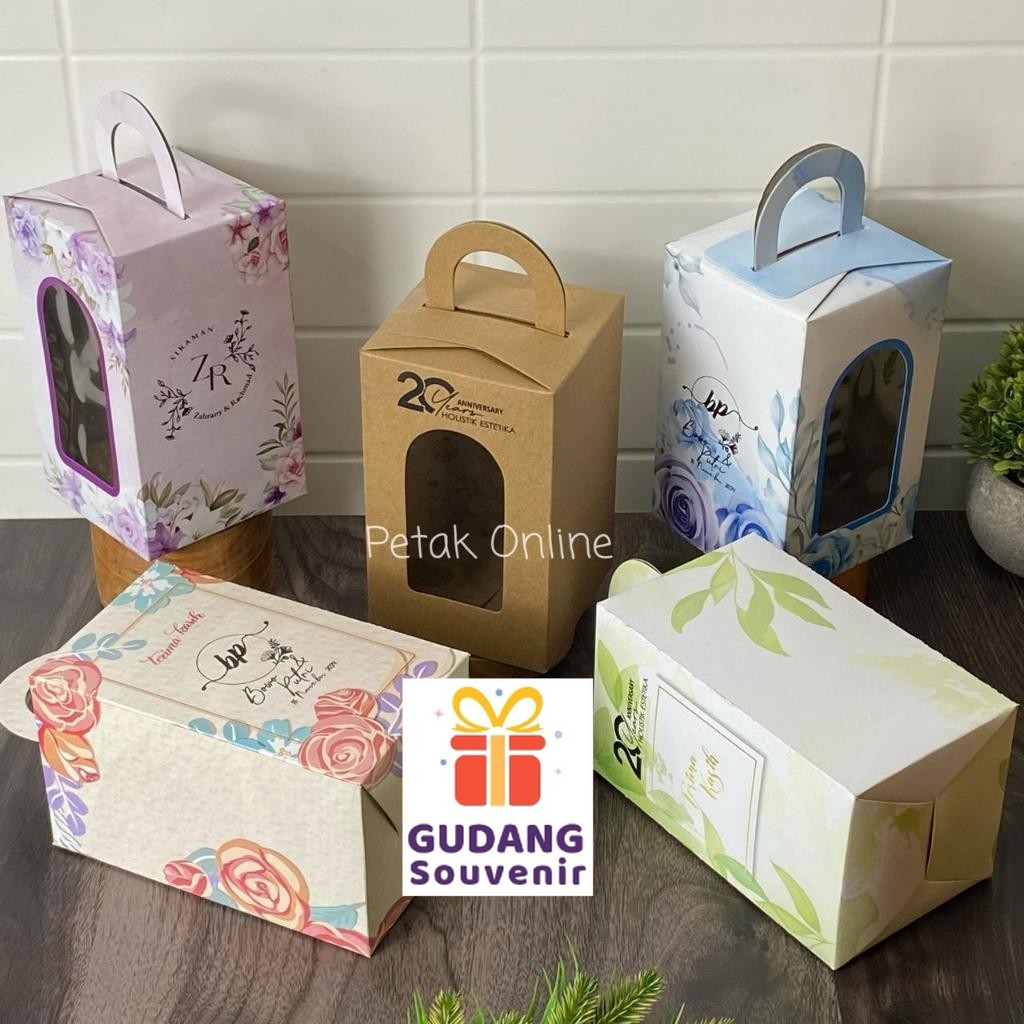 

100 Pcs + Sablon Box Tenteng Kemasan Botol/ Gelas Shell 9.2 x 9.2 x 16.2 CM murah berkualitas