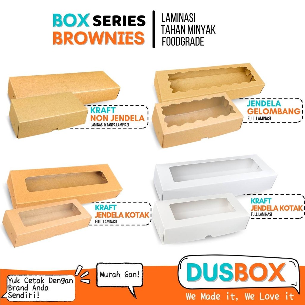 Box Brownies / Dus Brownies / Dus Kue/ Kemasan Brownies / Dus Brownis / Box Brownis Jendela Kotak / 