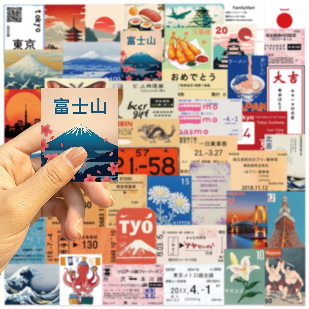 

10/50PCS Japan Tokyo Travel Stamp Stickers Aesthetic Retro Graffiti Decals DIY Laptop Luggage Phone Suitcase Sticker Kids Toy