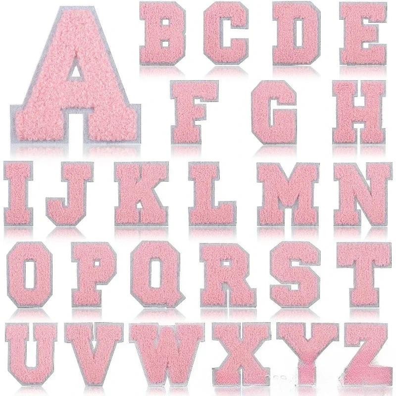 

7Cm White Background Pink Character Embroidery Cloth Sticker English Towel Embroidery Letter Computer Embroidery