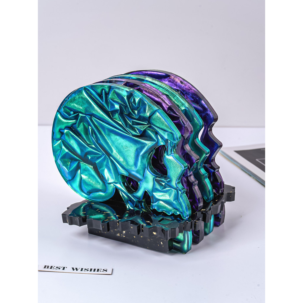 

DIY Halloween Skull Coaster Resin Silicone Mold Party Gifts Table Ornament Gypsum Concrete Mould Storage Tray Casting Home Decor