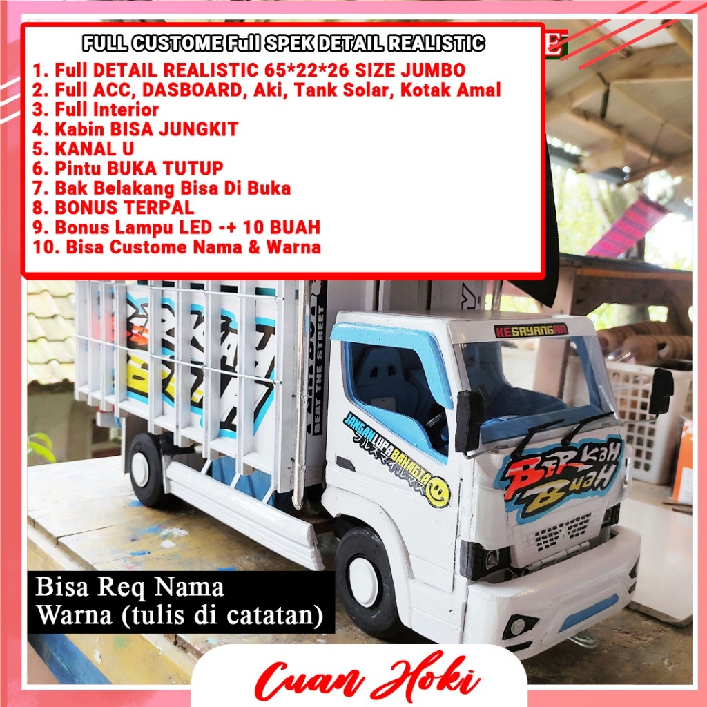 WIDHISTORE CUAN HOKI MAINAN TRUK OLENG SPESIAL FULL CUSTOME LAMPU TERPAL MAINAN MINIATUR TRUK & BUS 