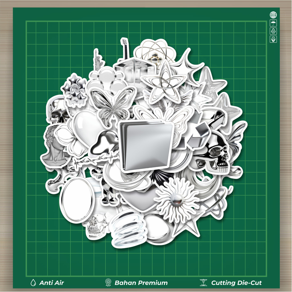

HOT 50 PCS STIKER Stiker Metal And Glass Aesthetic Mix 1 Stiker Fashion Cars Decal Dingin Kartu Album Custom Vinyl Anti Air- Sticker Aesthetic Buku Journal Koper Casing HP Tablet Laptop Helm Motor Botol Minum