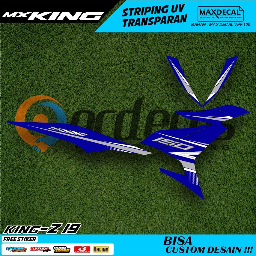 Striping MX KING 150 Thailand Style -Sticker Transparan Maxdecal Motif Warna Putih Biru Hitam UV Pre