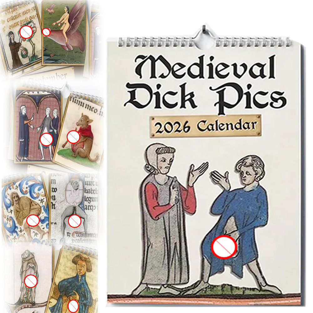 

2026 Funny Rude Calendar Weird Wall Calendar Gag Gifts Medieval Dick Pics for History Buffs Prankster Creative Abstract