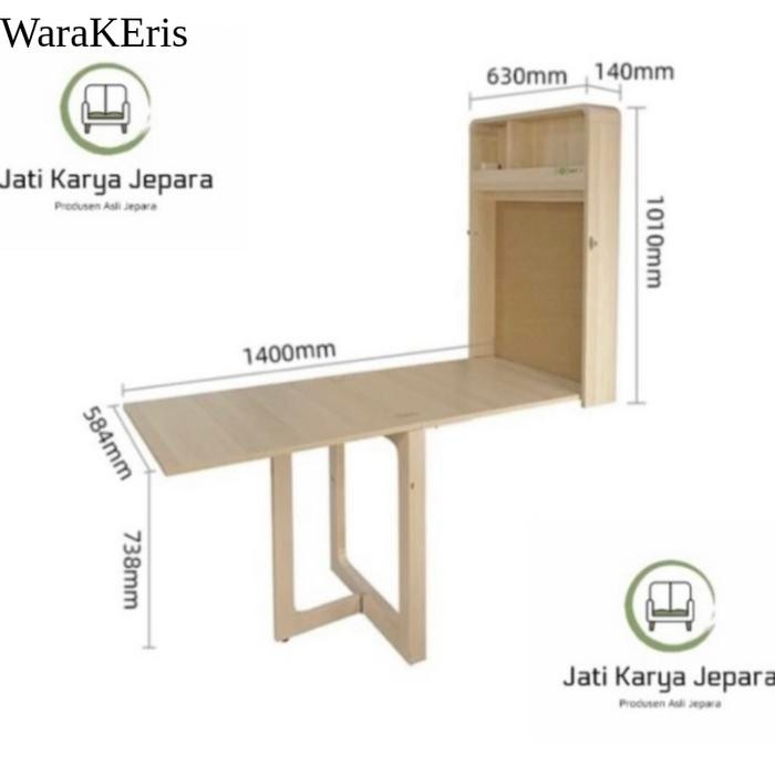 Meja lipat dinding, meja minimalis kayu jati WR6