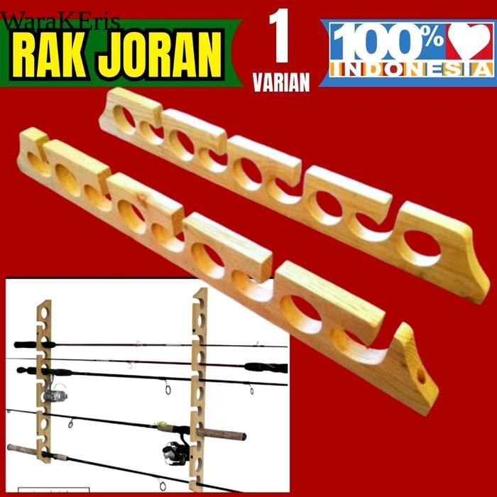 Rak Joran Tegak Kayu / Rak Joran Pancing Dinding Tegak / Rak Joran Kayu / Rak pancing dinding WR8