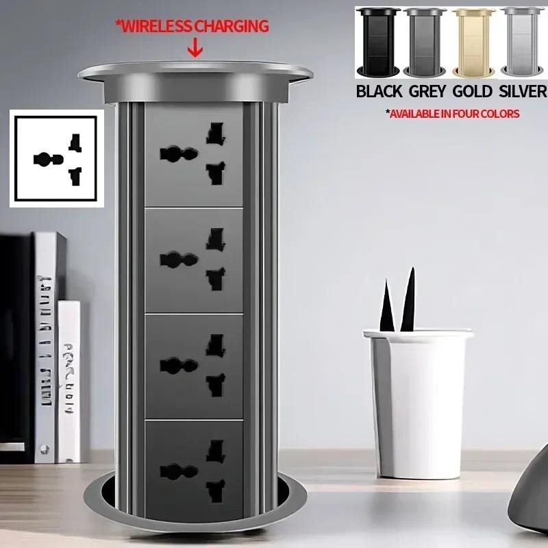 IP65 Motorized Pop Up Lifting Tower Socket 16A EU FR UK US Universal Power Outlet USB-C Wireless Cha