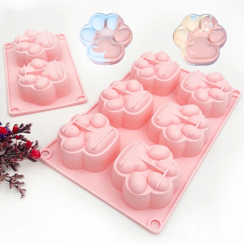 

Multicavity Cat Paw Silicone Soap Mold Animal Candle Resin Plaster Mold DIY Chocolate Jelly Cake Ice Cube Making Desk Decor Gift
