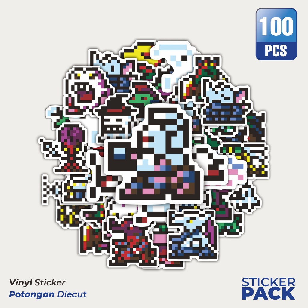 

Super Hemat! 100 PCS Stiker Pixel Digimon V23 Waterproof Aesthetic- Untuk Laptop, Motor, dan Helm - Paper Stationery Pack