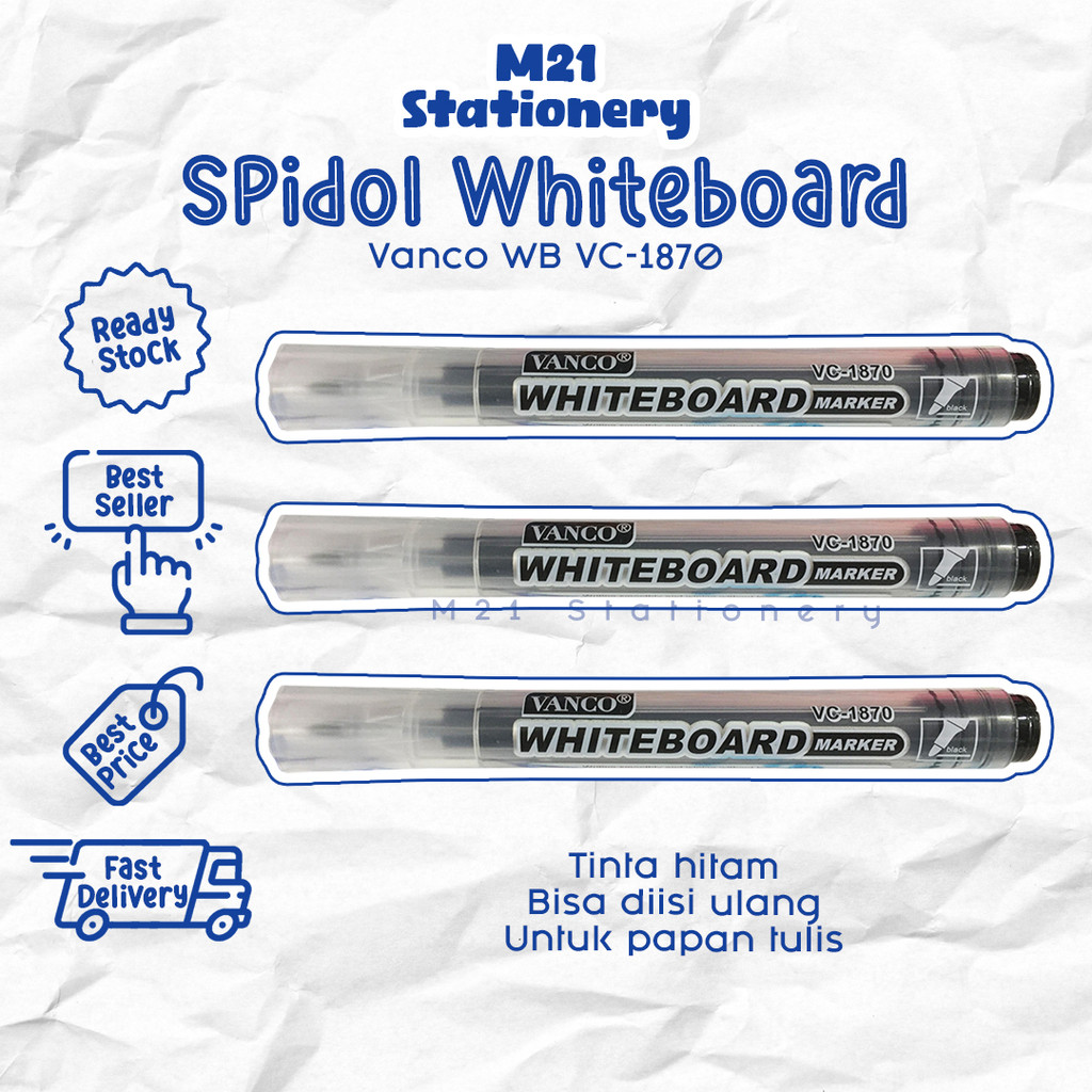 

SPIDOL WHITEBOARD VANCO VC-1870 / VC1870 MURAH SEPIDOL PAPAN TULIS TINTA HITAM WHITE BOARD MARKER