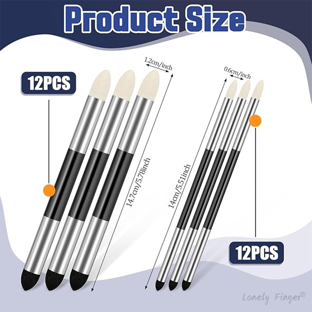 

24 Pcs Blending Sponge Pen Double Headed Washable Rubbing Sponge Brush Sketch Wipe Reusable Drawing for Detail Correcting Tool