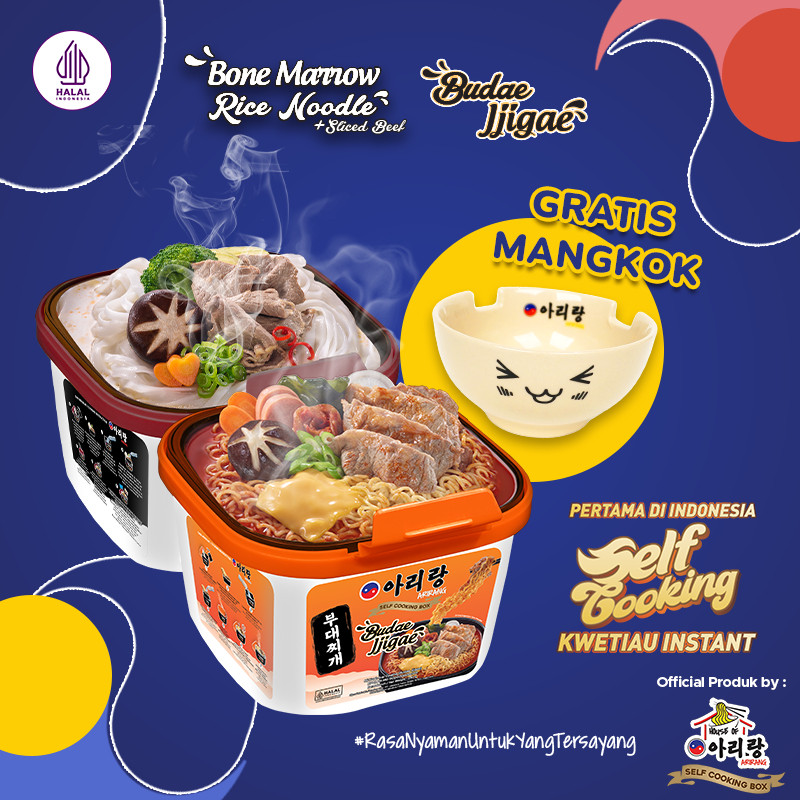 

Emama.store 2 Pcs Arirang Self Cooking Box Bone Marrow Beef + Budae Jjigae 160g Free Mangkok
