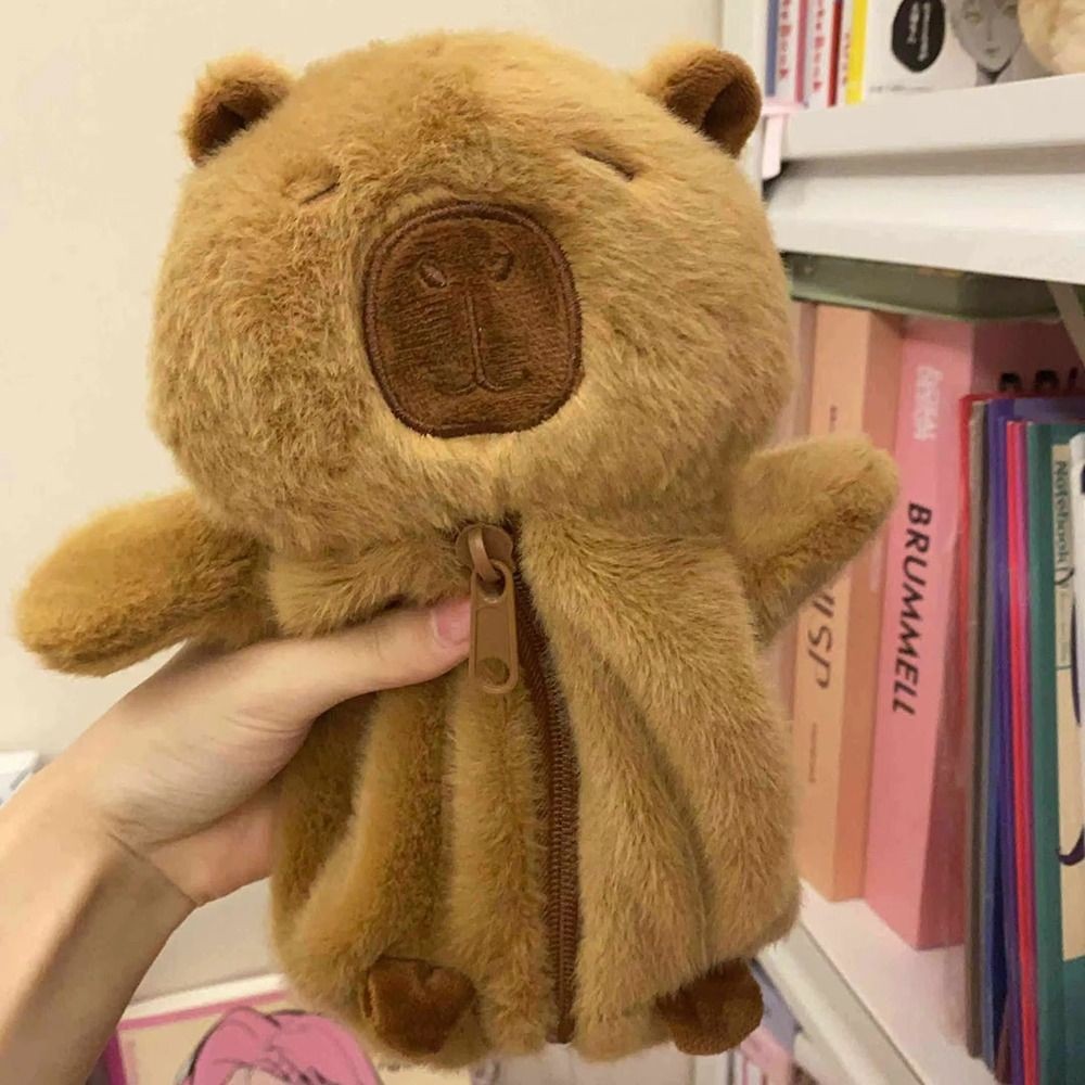 

Students Pencil Case Stationery Bag Capybara Plush Toy Large Capacity Pen Bag For School Office