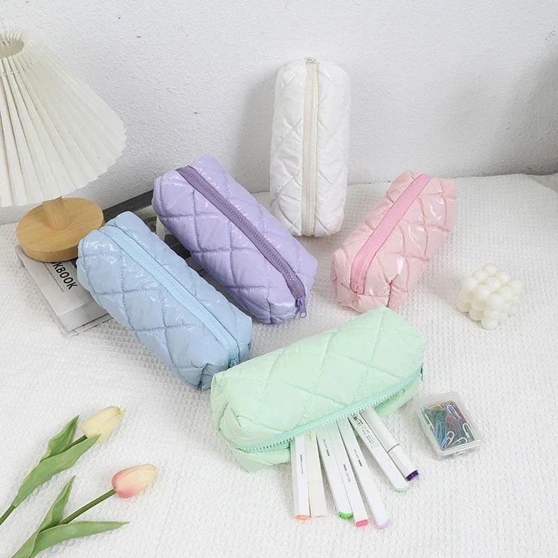 

Simple Solid Color Pencil Case High Quality Student Pencil Pouch Portable Large Capacity Stationery Holder School Supplies