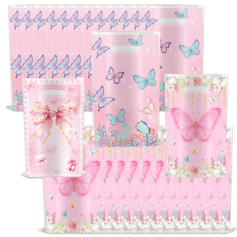 

10/20/30pcs Butterfly Gift Bags Plastic Candy Bag Child Party Loot Bag Boy Girl Kids Birthday Party Wedding Favor Supplies