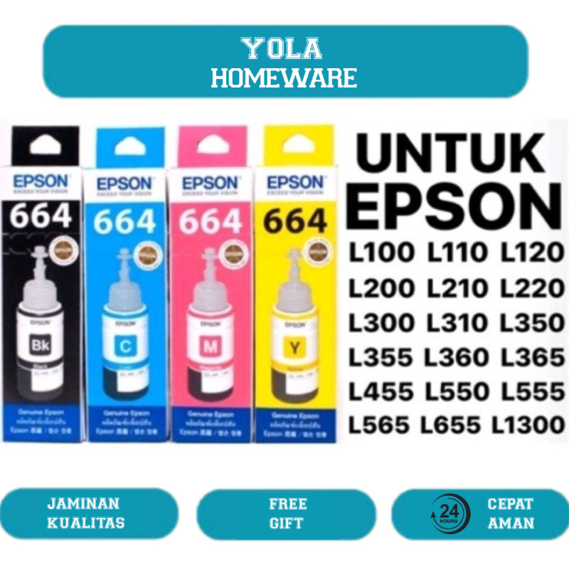 Paket 1 Set Tinta Epson 664 Original Untuk Epson L- Series [L100 L110 L120