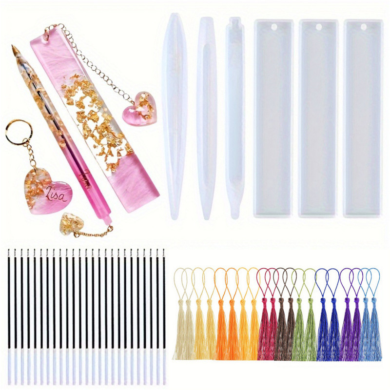

26Transparent Pen and Bookmark Silicone Mold Set，Epoxy Resin Casting Mold，DIYHandmade Stationery Materials，Mixed Shape Pen Mold
