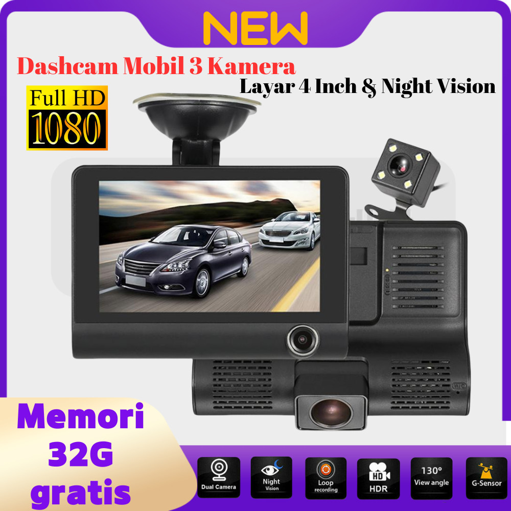 Dashcam Mobil WIFI 2K 3 Lens 64G HD 1080P WIFI dashcam mobi Kamera Dash Kamera Dashcam Lensa Loop 24