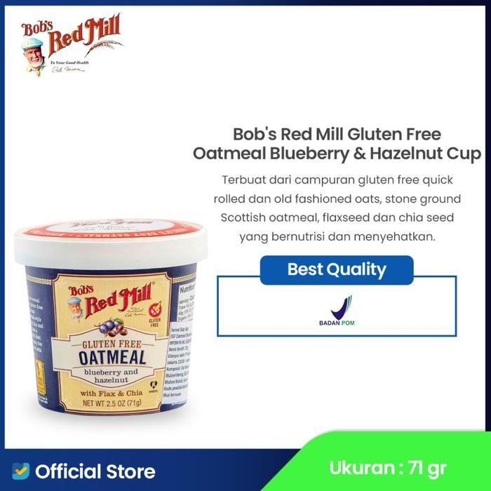 

BEST SELLER Bob's Red Mill Gluten Free Oatmeal Blueberry & Hazelnut Cup 71 gr Cereal - Exp Jauh